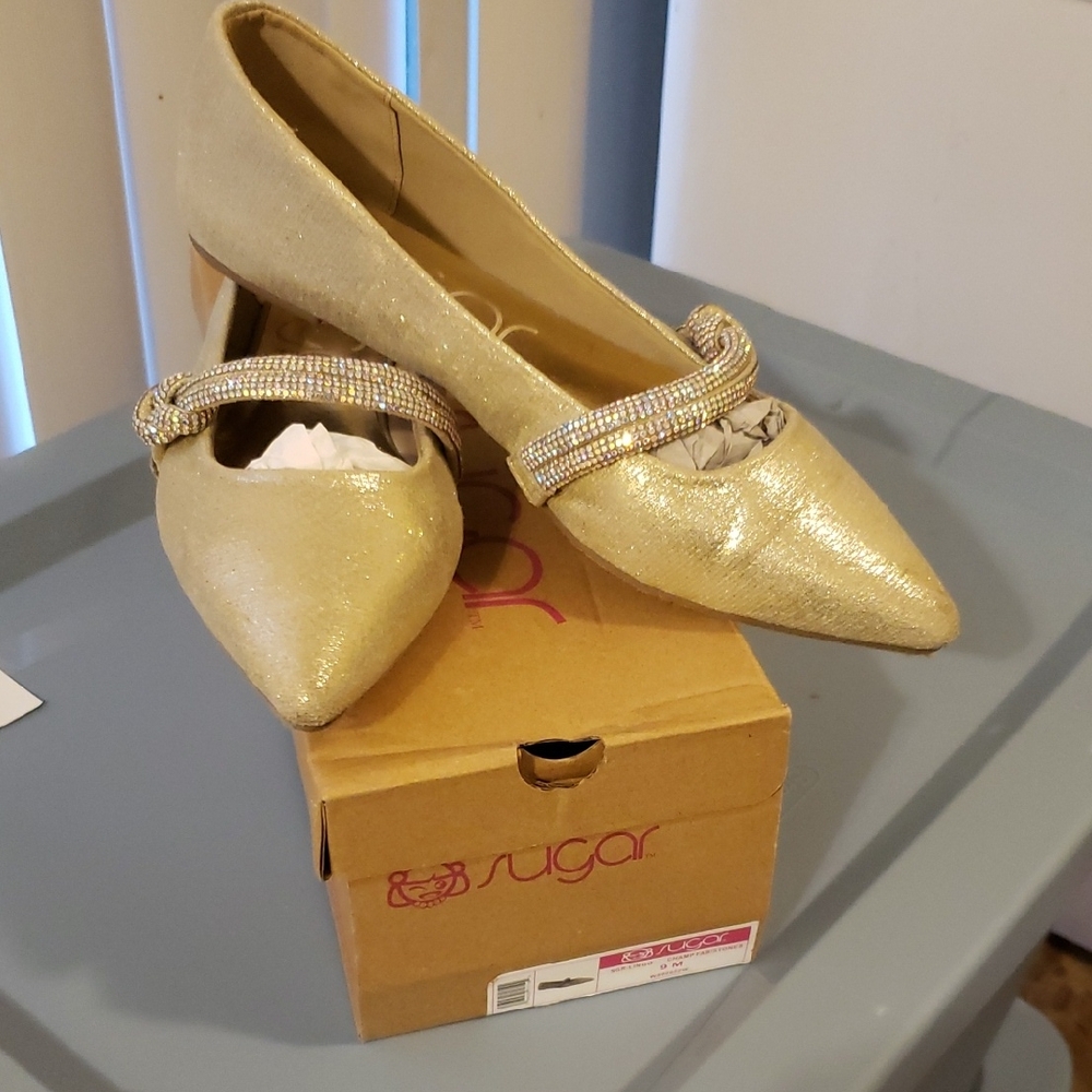 Women's Gold Flats By Sugar